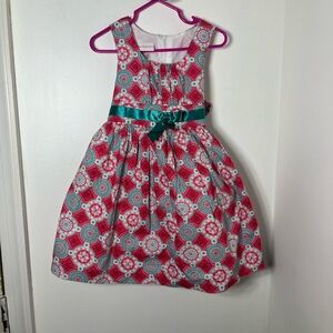Angel Inspiration Girls 3T Pink Teal Cotton Party Dress